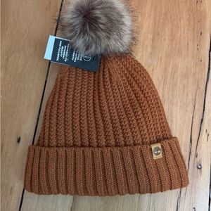 Timberland Brown Knit Pom-Pom Hat